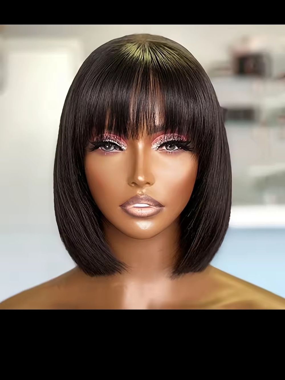 Classic Straight Bob Wig with Blunt Bangs